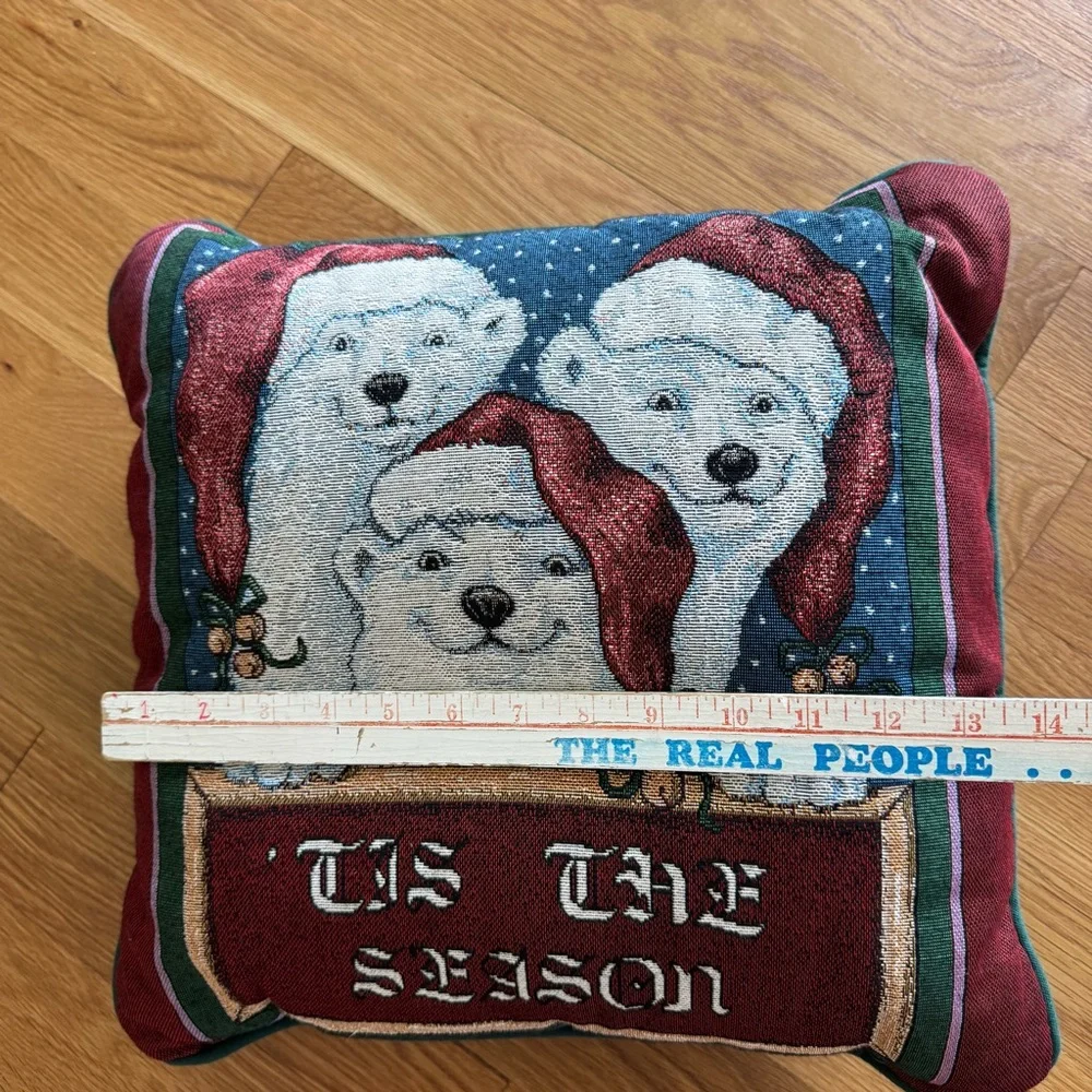 Newport Tis The Season Polar Bears Tapestry Throw Pillow Christmas